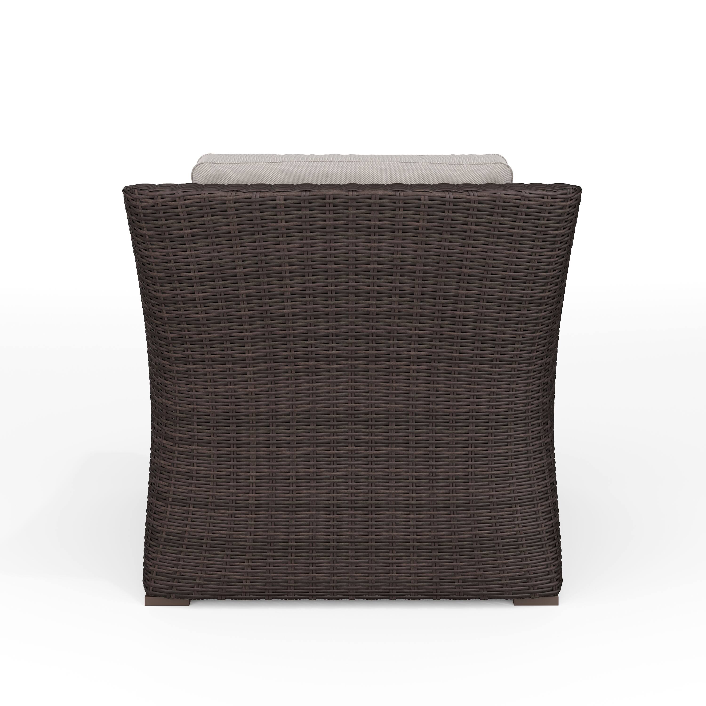 Alt View 7. Martha Stewart - Bedford Outdoor Rattan Wicker Accent Chair with All-Weather Cushions - Tan Cushions/Brown Frame.