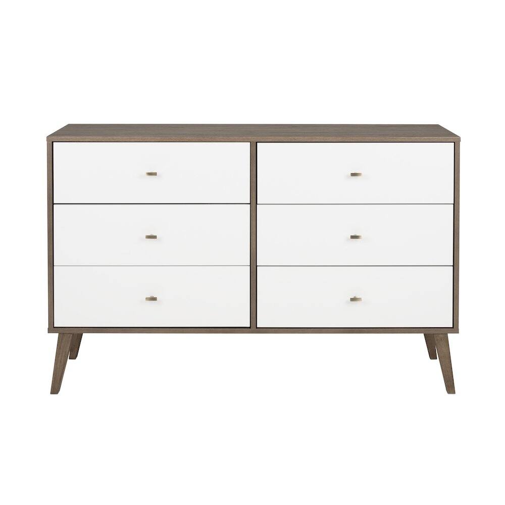 Back. Prepac - Milo 6-drawer Dresser, Drifted Gray and White - White.