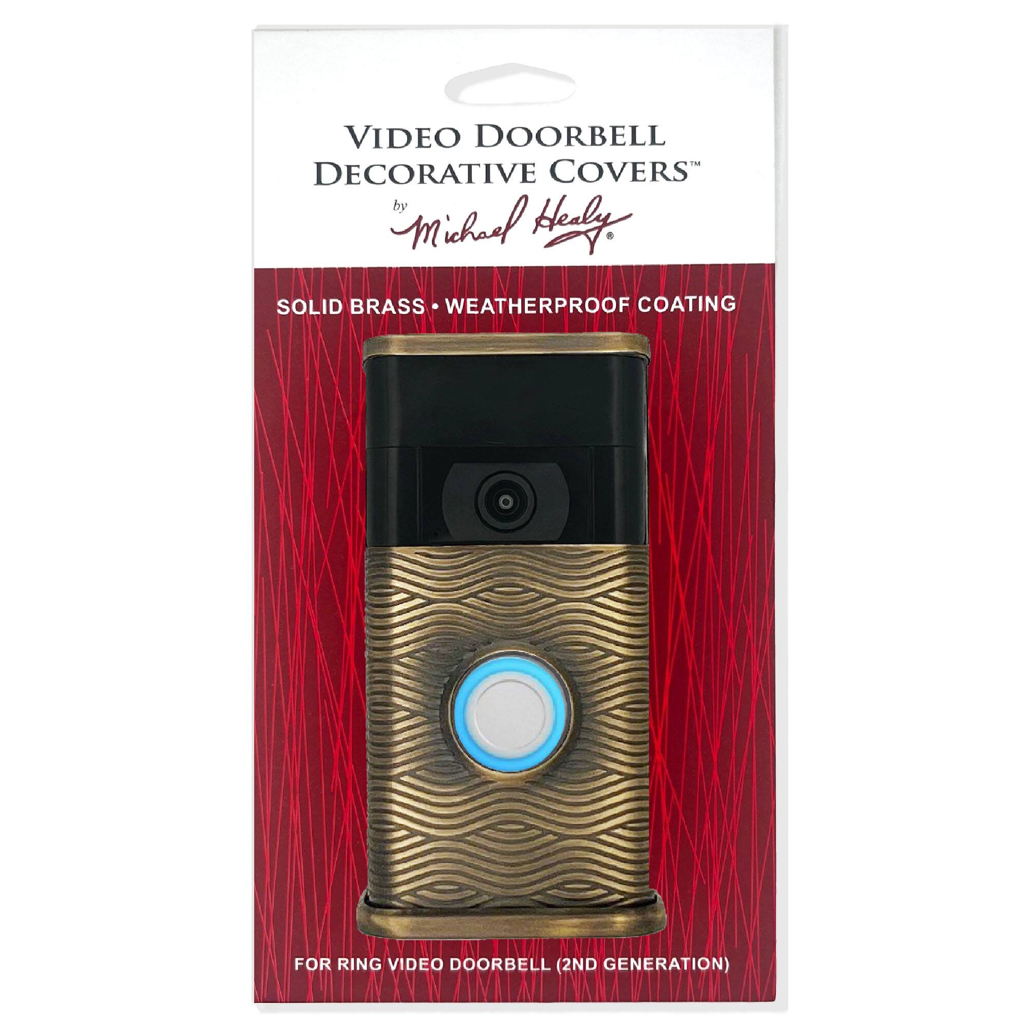VIDEO DOORBELL DECORATIVE COVERS  
by Michael Healy  

SOLID BRASS • WEATHERPROOF COATING  

FOR RING VIDEO DOORBELL (2ND GENERATION)