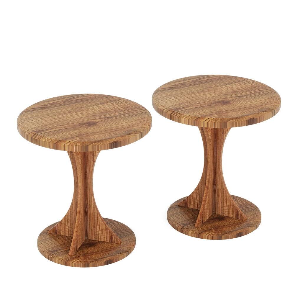 Back. Kadyn - Kadyn Nightstand, Night Stand,Wood End Table, Round Sofa Side Table Vintage Nightstand,Rustic Brown - Brown.