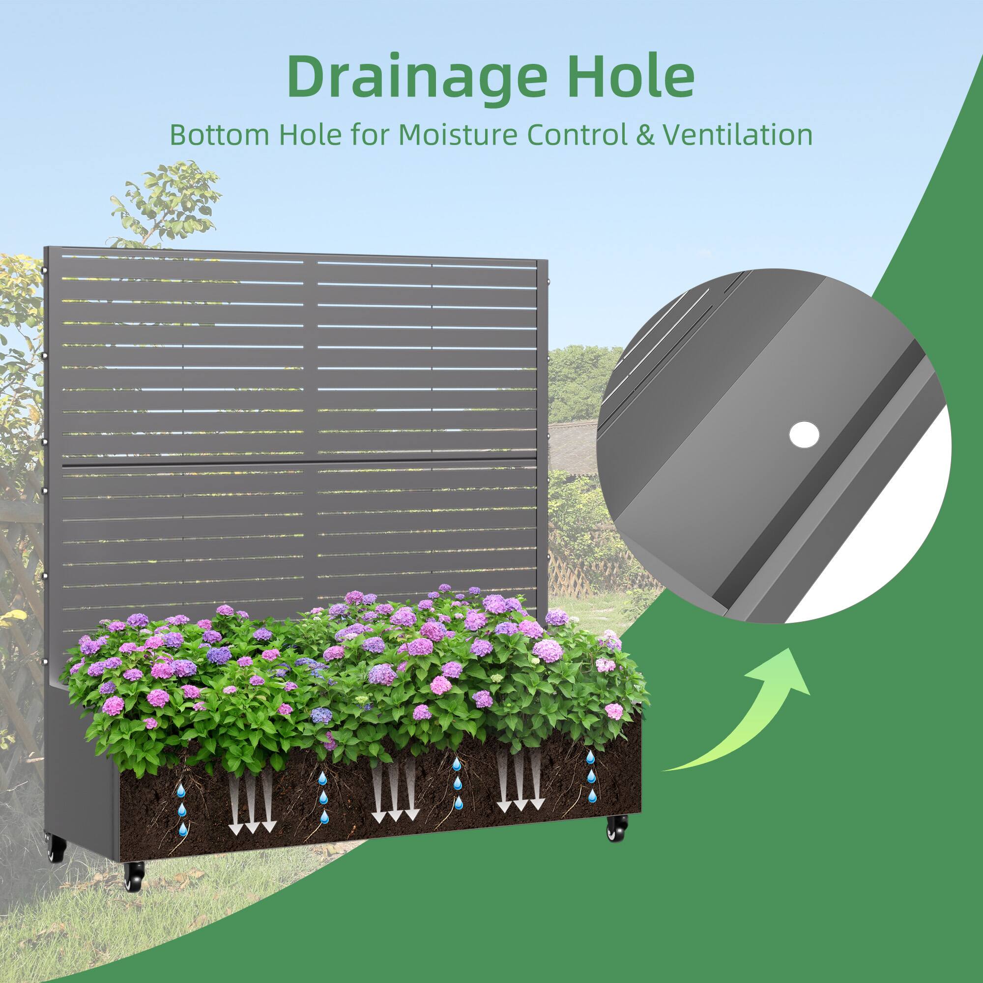 Drainage Hole  
Bottom Hole for Moisture Control & Ventilation