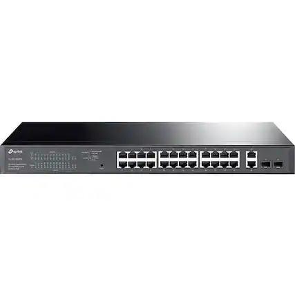Front. TP-Link - TP-Link TL-SG1428PE - 28-Port Gigabit Easy Smart Switch with 24-Port PoE+ - Limited Lifetime Warranty - 28 Ports - Unknown.