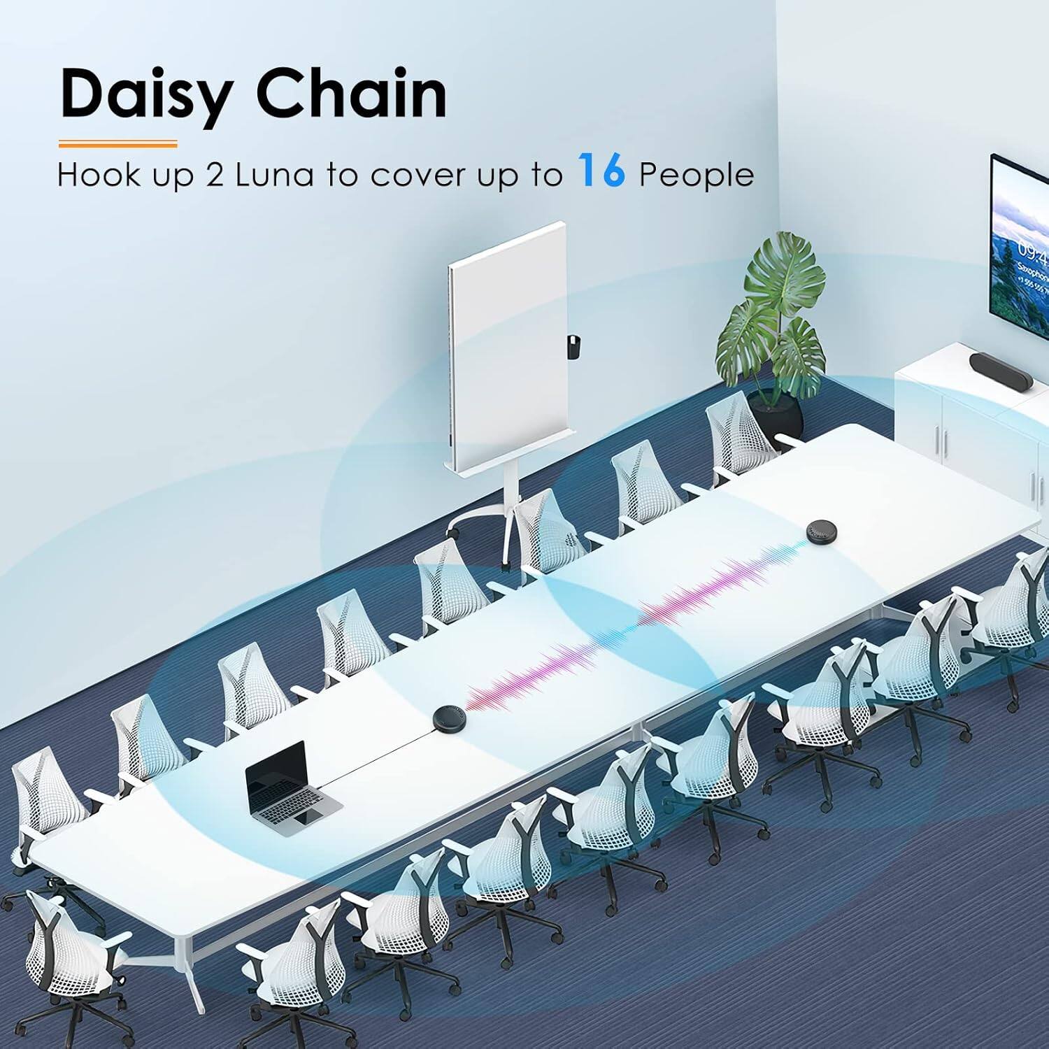 Daisy Chain  
Hook up 2 Luna to cover up to 16 People