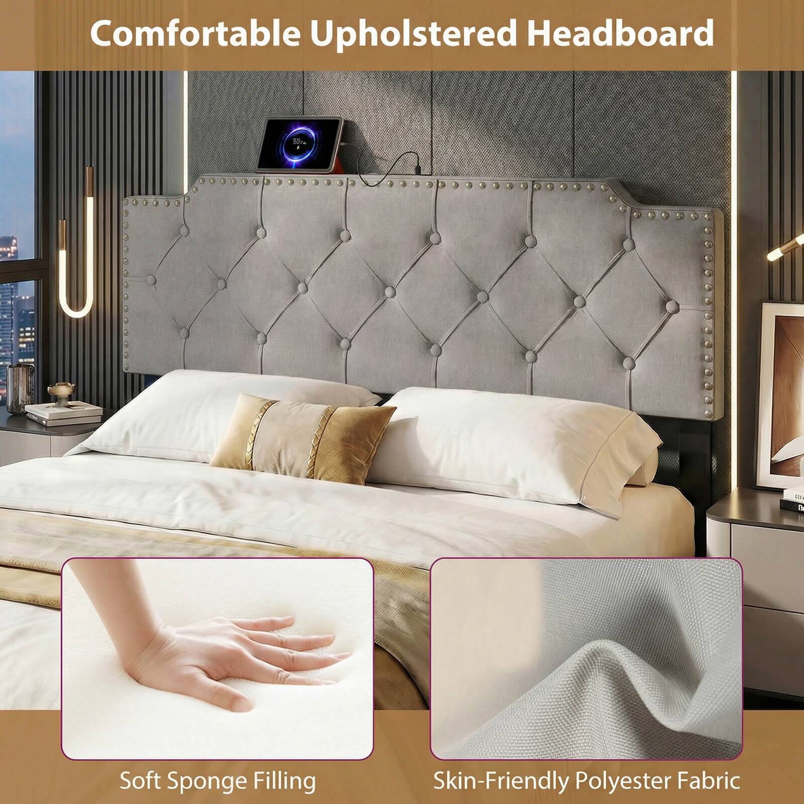 Comfortable Upholstered Headboard A0re - SE - Soft Sponge Filling Skin-Friendly Polyester Fabric