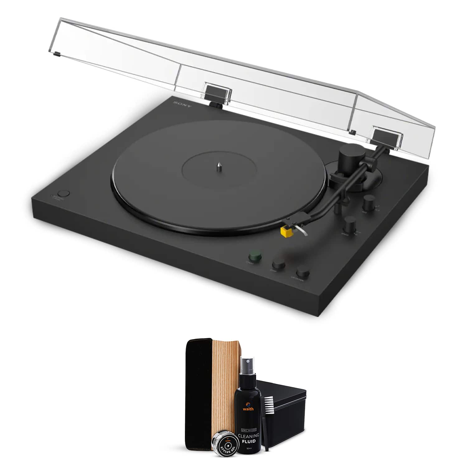 Sony - PS-LX5BT Automatic Turntable & Waith Vinyl Record Cleaner Kit, Bundle - Black