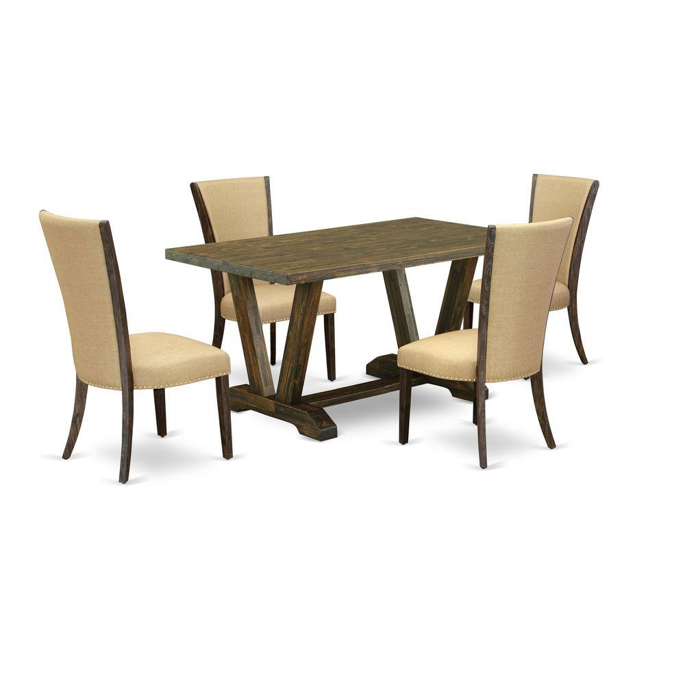 Left. East West Furniture - East West Furniture V776VE703-5 5Pc Dining Table Set Contains a Wood Dining Table and 4 Upholstered Dining Chairs with - Multi-Color.