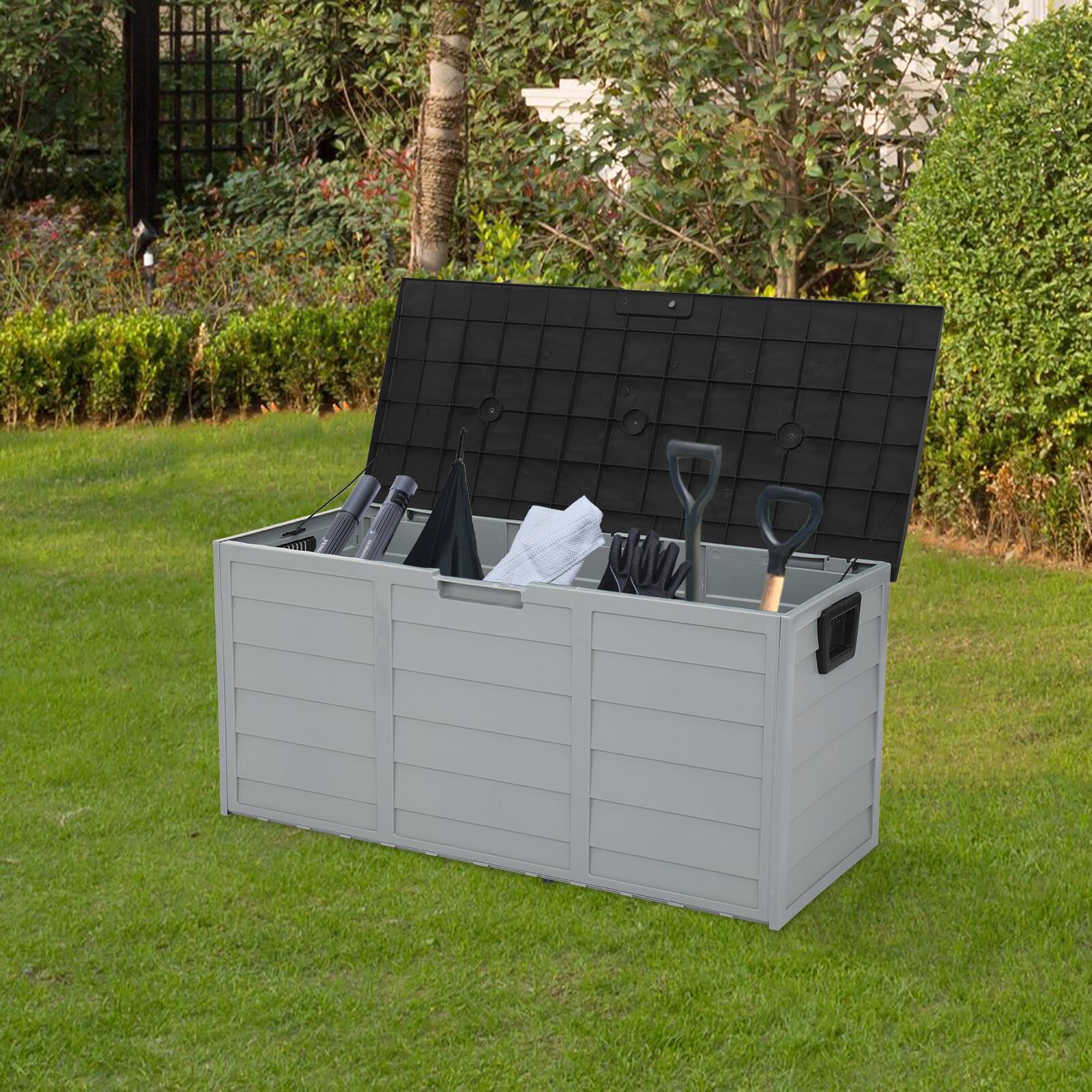 Alt View 5. Winado - Garden Storage Deck Box 75 GAL Outdoor Tool Case Cushion Organizer with Wheels - Black.