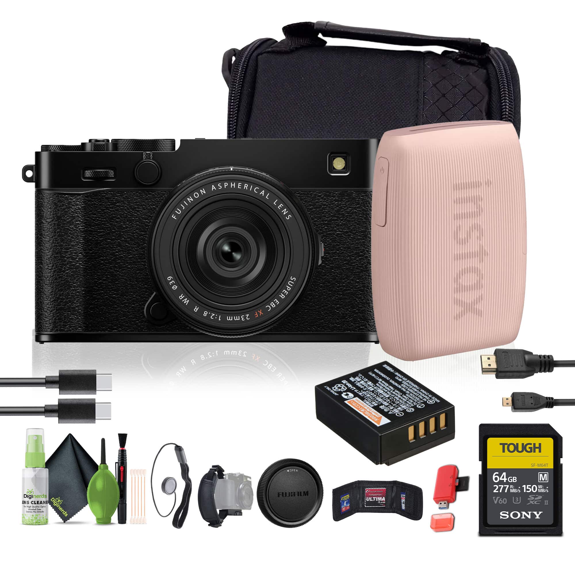 Fujifilm - X-E5 Mirrorless Digital Camera with XF 23mm f/2.8 Lens , Printer - Pink - Black