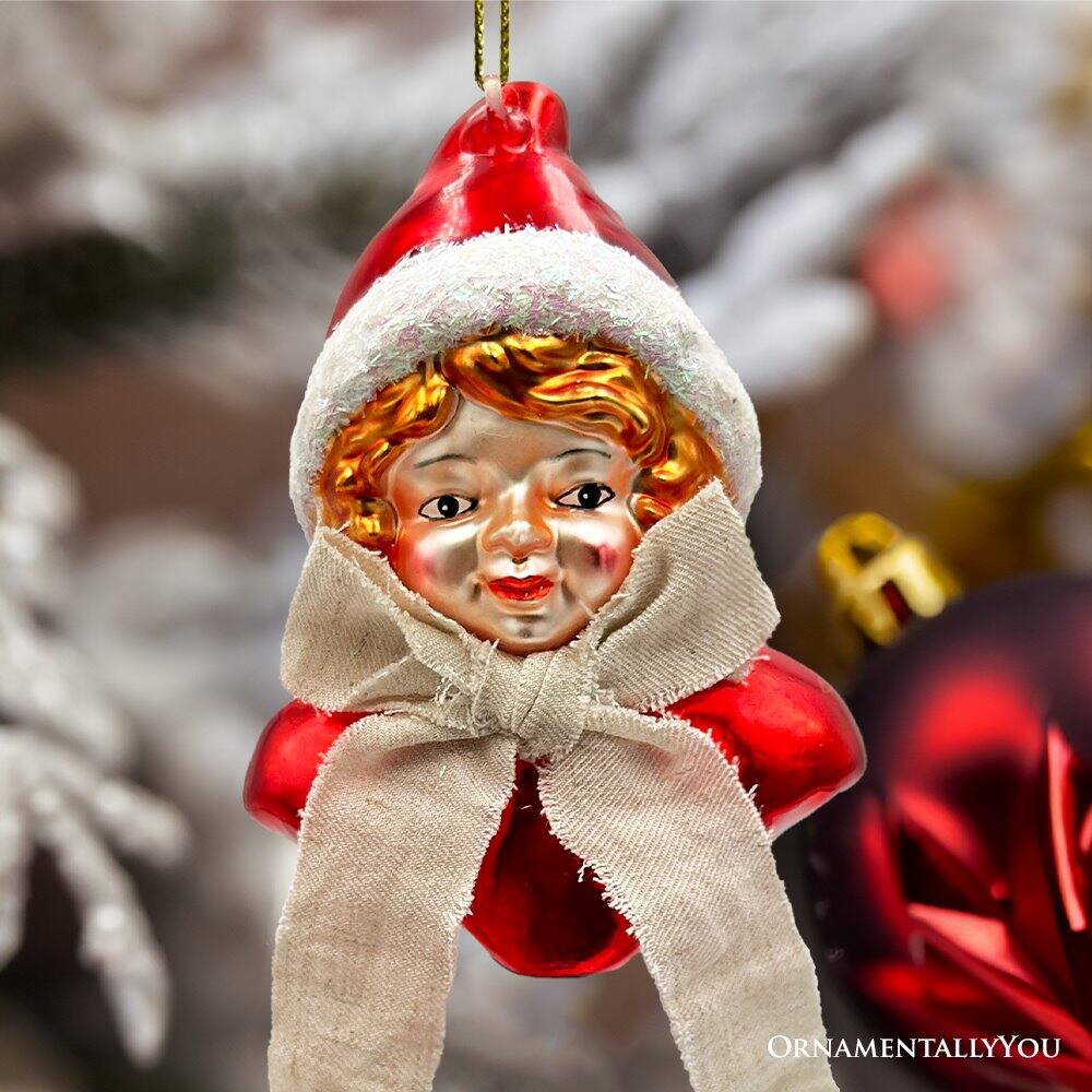 Alt View 1. OrnamentallyYou - Vintage Victorian Girl Glass Christmas Ornament Adorable Doll and Retro Holiday Decor - Multi-colored.