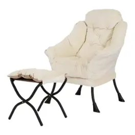 JETRANSPORT - Lazy Chair With Folding Ottoman Living Room Chairs Accent Contemporary Lounge Single Steel Frame Leisure So - White