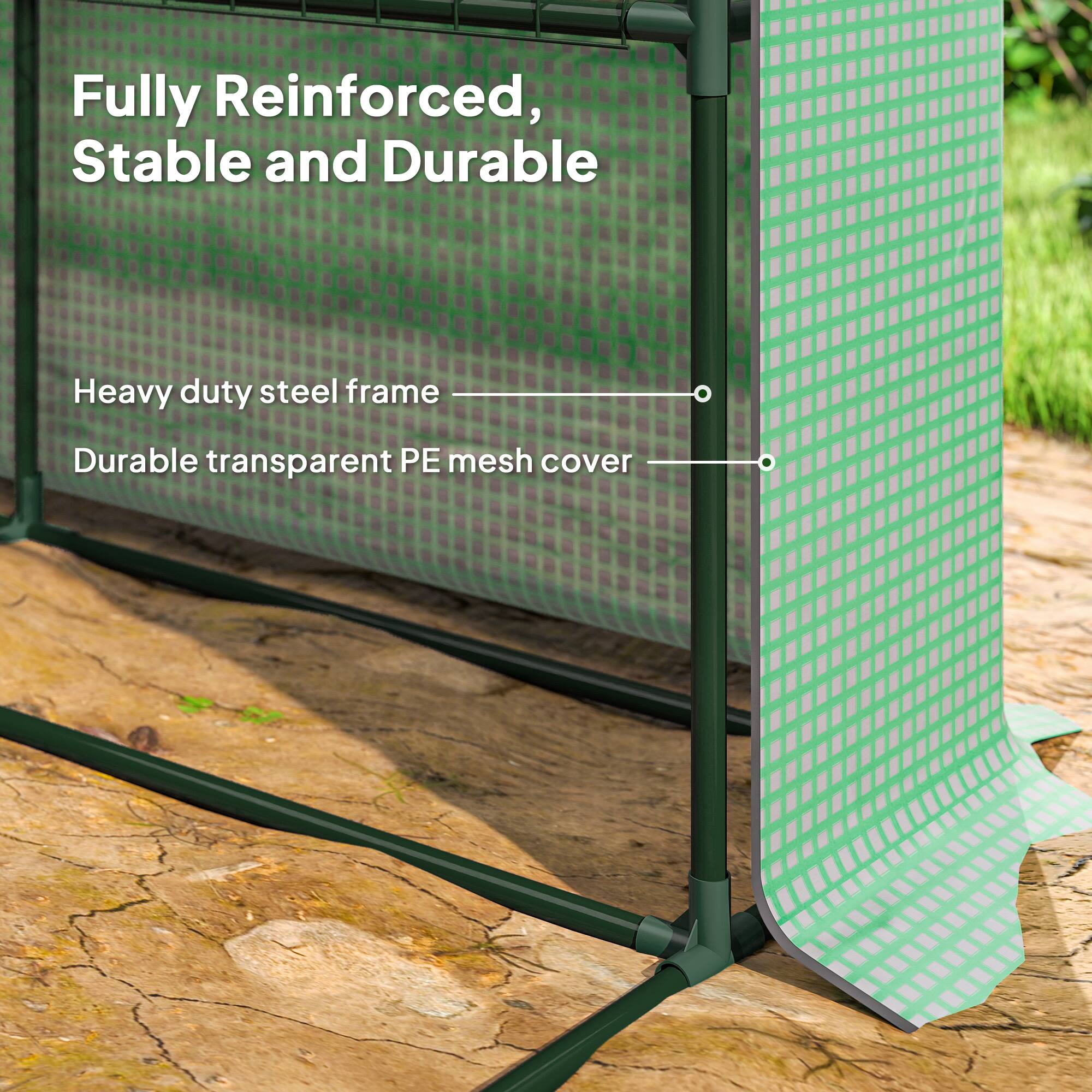 Fully Reinforced, Stable and Durable

Heavy duty steel frame  
Durable transparent PE mesh cover