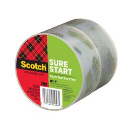 3M - Scotch Sure Start Shipping Packaging Tape 1.88 x 54.6 yd Designed for Packing Shipping and Mailing Quiet Unwind No Split