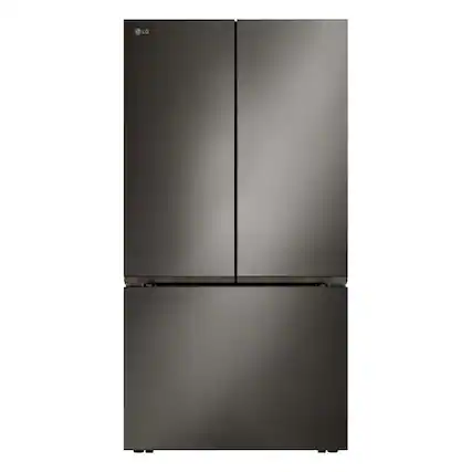 Front. LG - 36-in Wide Counter-Depth MAX 26.5 Cu. Ft. French Door Smart Refrigerator with Internal Water Dispenser - Black Stainless Steel.