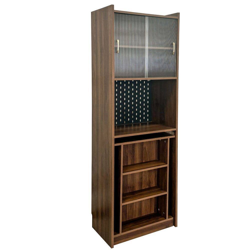 Alt View 6. Kadyn - Folding Desk with Storage, Space-Saving Foldable Computer Desk for Small Spaces, Writing Table for Home, Office, Brown - Brown.