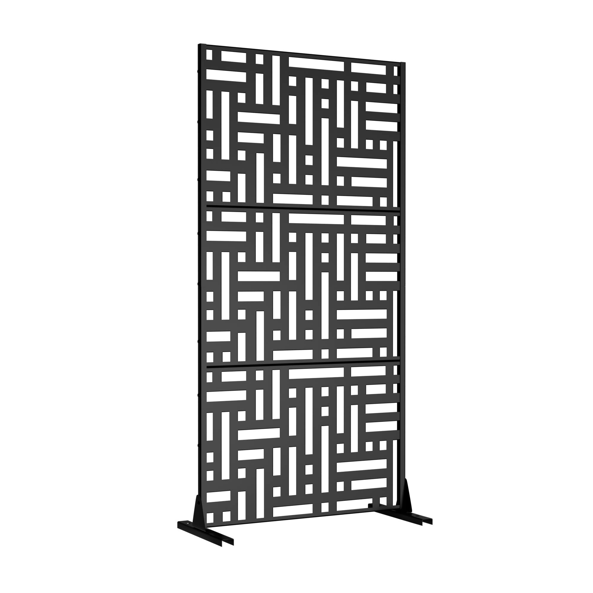 Angle. PexFix - 72 in. x 35 in. Helen Pattern Metal Outdoor Privacy Screen & Panels, Freestanding Garden Divider Fence - Black.