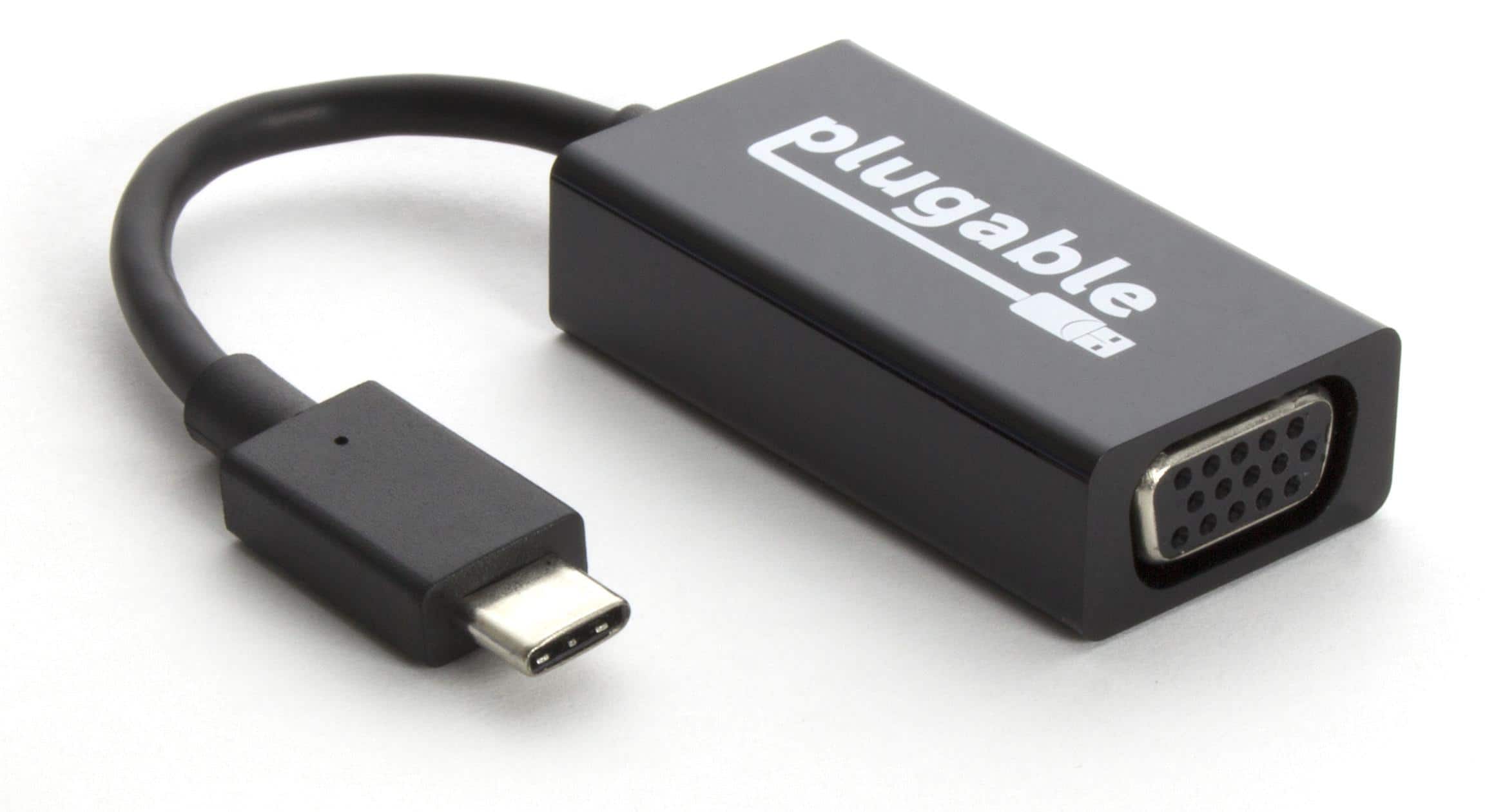 Plugable - USB C to VGA Adapter Compatible with Thunderbolt 3, Mac and More - Black