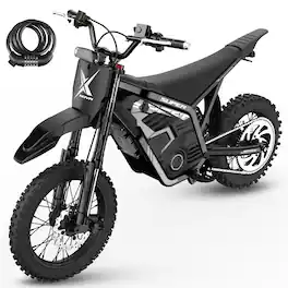 Eskute - Electric Dirt Bike, 4000W Peak Motor, 53+ Mile Range, Full Suspension, Hydraulic Brakes with Lock - Black