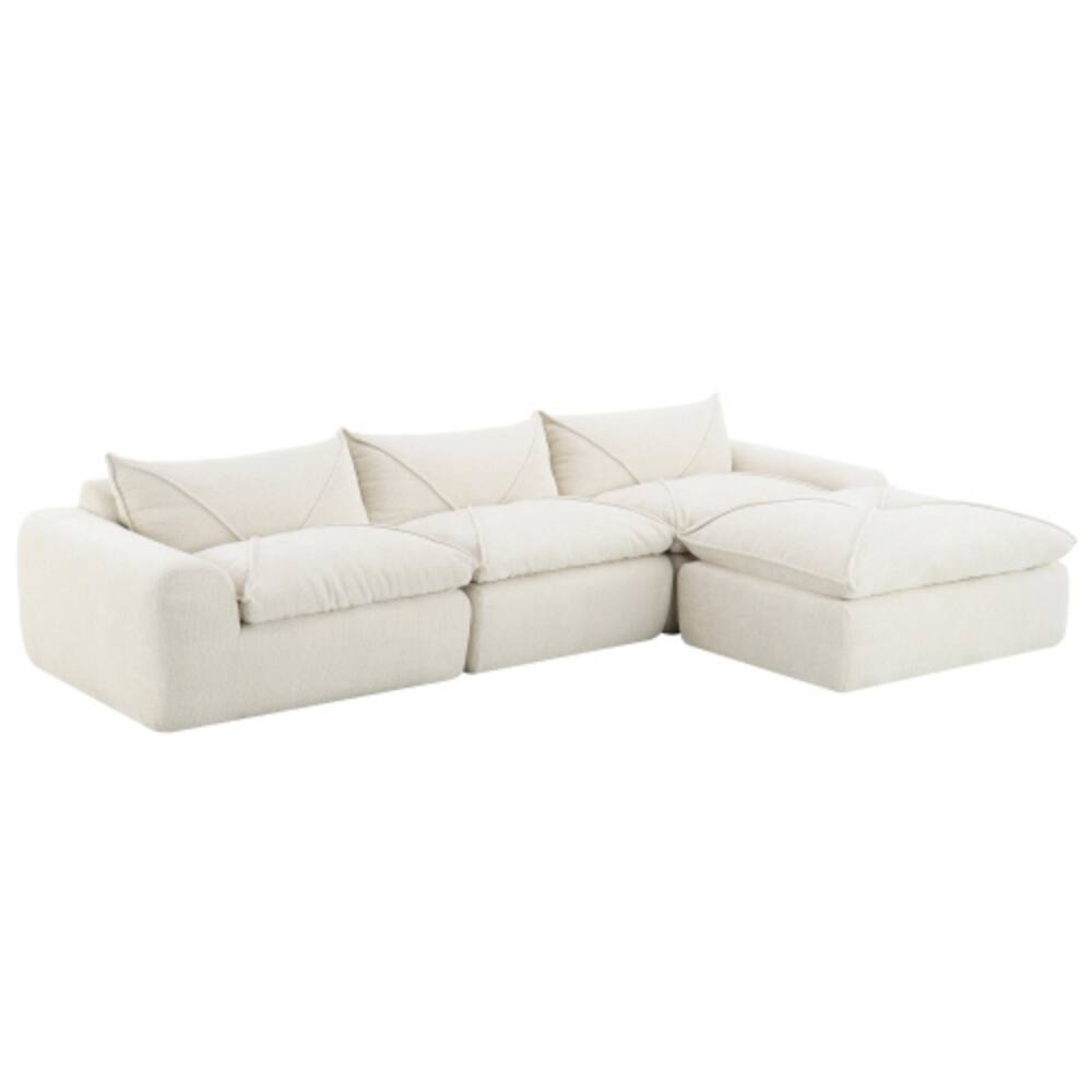 Alt View 5. LUCKY ONE - 116" Fully Compressed Legless Sofa No Assembly High Density Foam Free Combination - White.