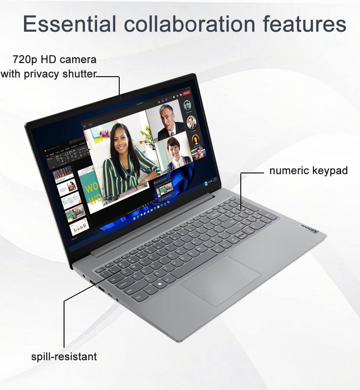 Alt View 3. Lenovo - V15 Gen 4 15.6" FHD Laptop - AMD Ryzen 5 with 16GB Memory - 512GB SSD - Numeric keypad - Windows 11 Pro - Gray.