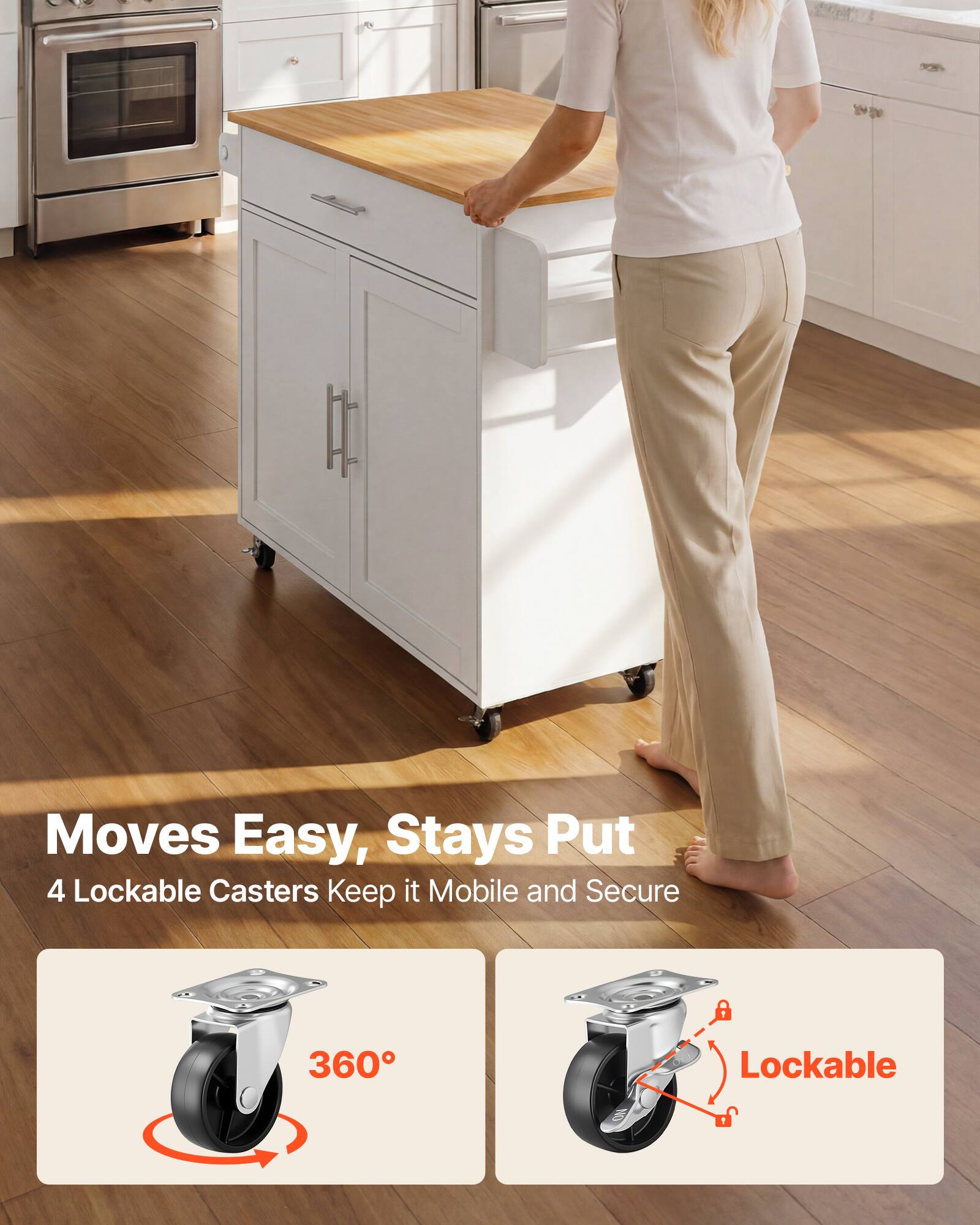 Moves Easy, Stays Put  
4 Lockable Casters Keep it Mobile and Secure  
360°  
Lockable