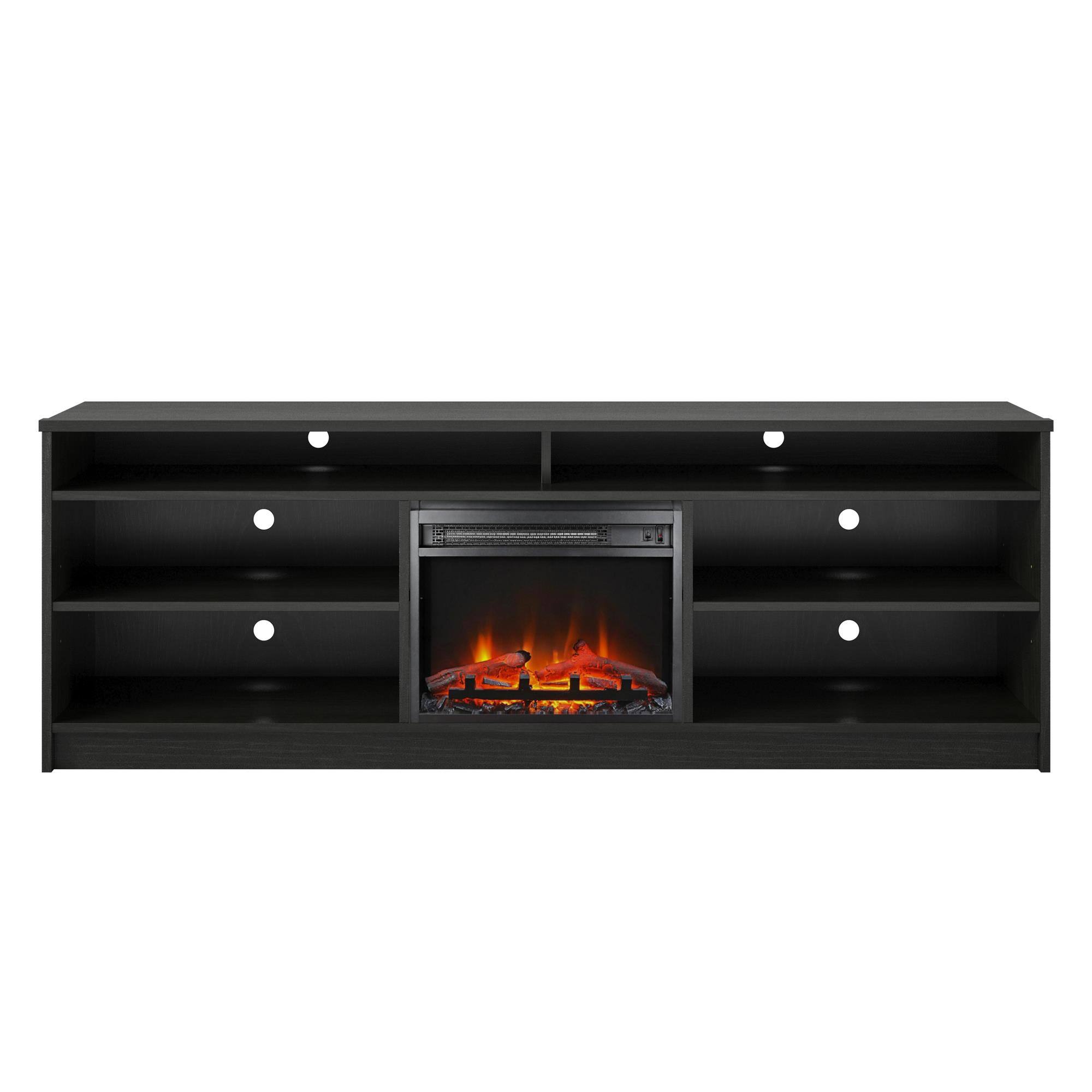 Front. Ameriwood Home - Hendrix 75" TV Stand with Electric Fireplace - Black Oak.