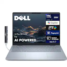 Dell - 14 Plus DB14250 Laptop 14.0 WQXGA (Intel Ultra 7-256V, 16GB LPDDR5X, 1TB PCIe SSD, Win 11 Pro) w/USB Hub - Ice Blue