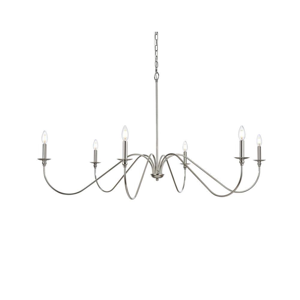 Alt View 3. Living District - Rohan 54 inch chandelier in Polished Nickel - Polished Nickel.