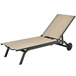 Costway - Outdoor Patio Lounge Chair Chaise Reclining Aluminum Fabric Adjustable - Brown
