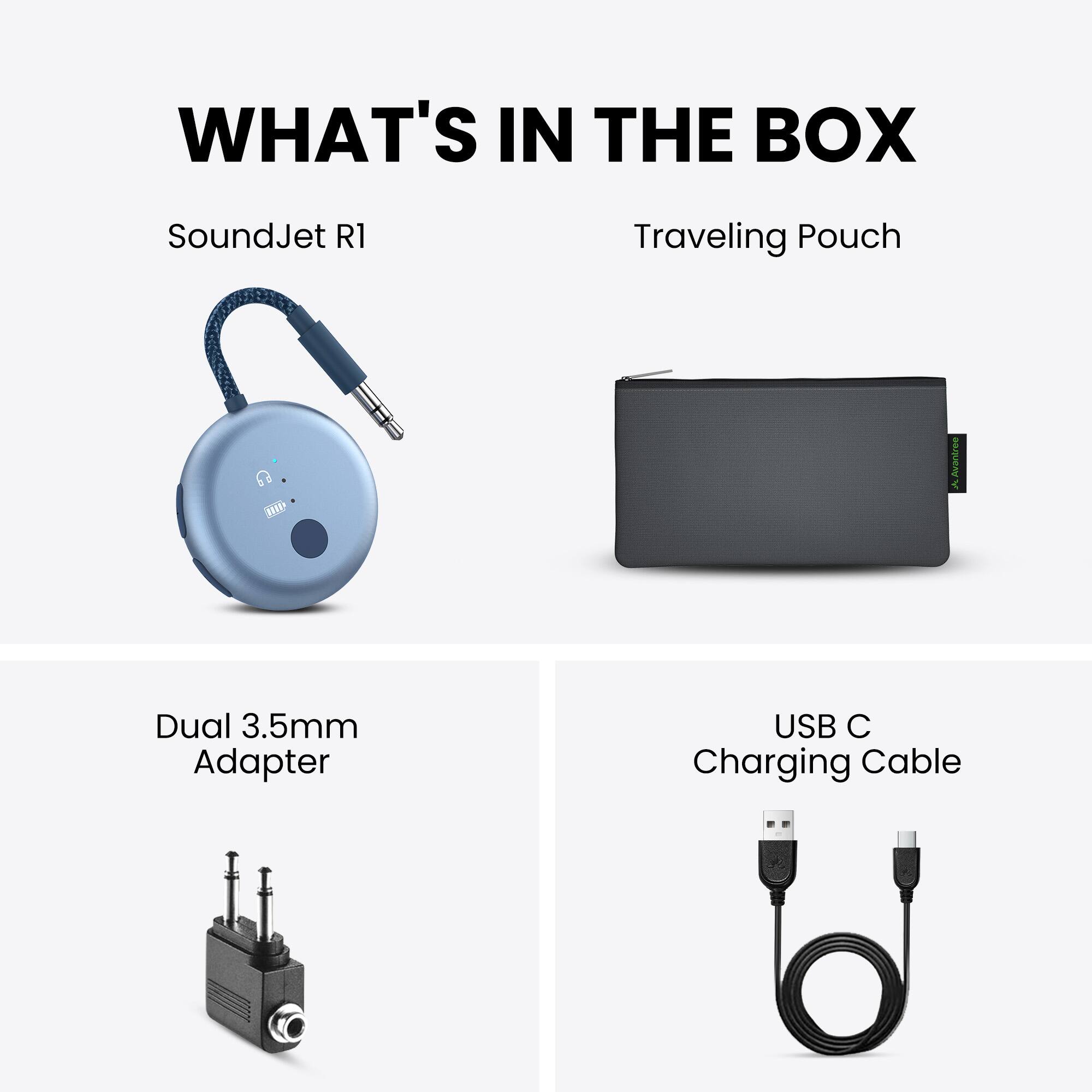 Alt View 4. Avantree - SoundJet R1 – 25Hr Airplane Bluetooth Adapter for All AirPods (Pro/Max).