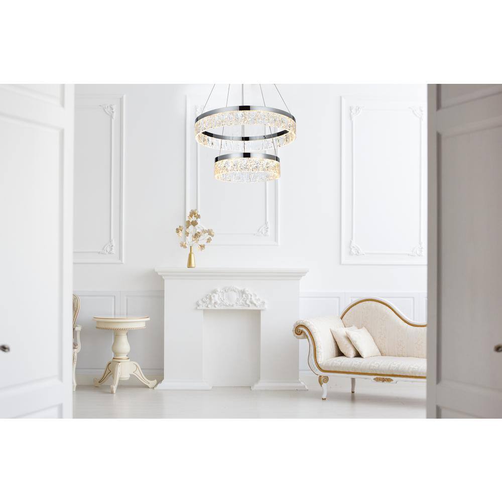 Alt View 5. Elegant Lighting - Linden 22 inch Adjustable LED chandelier in Chrome - Chrome.