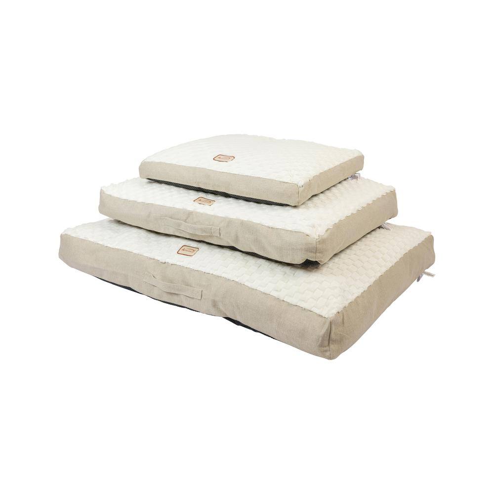Angle. Armarkat - Large With Handle Dog Crate Mat With Poly Fill Cushion and Removable Cover - Beige.