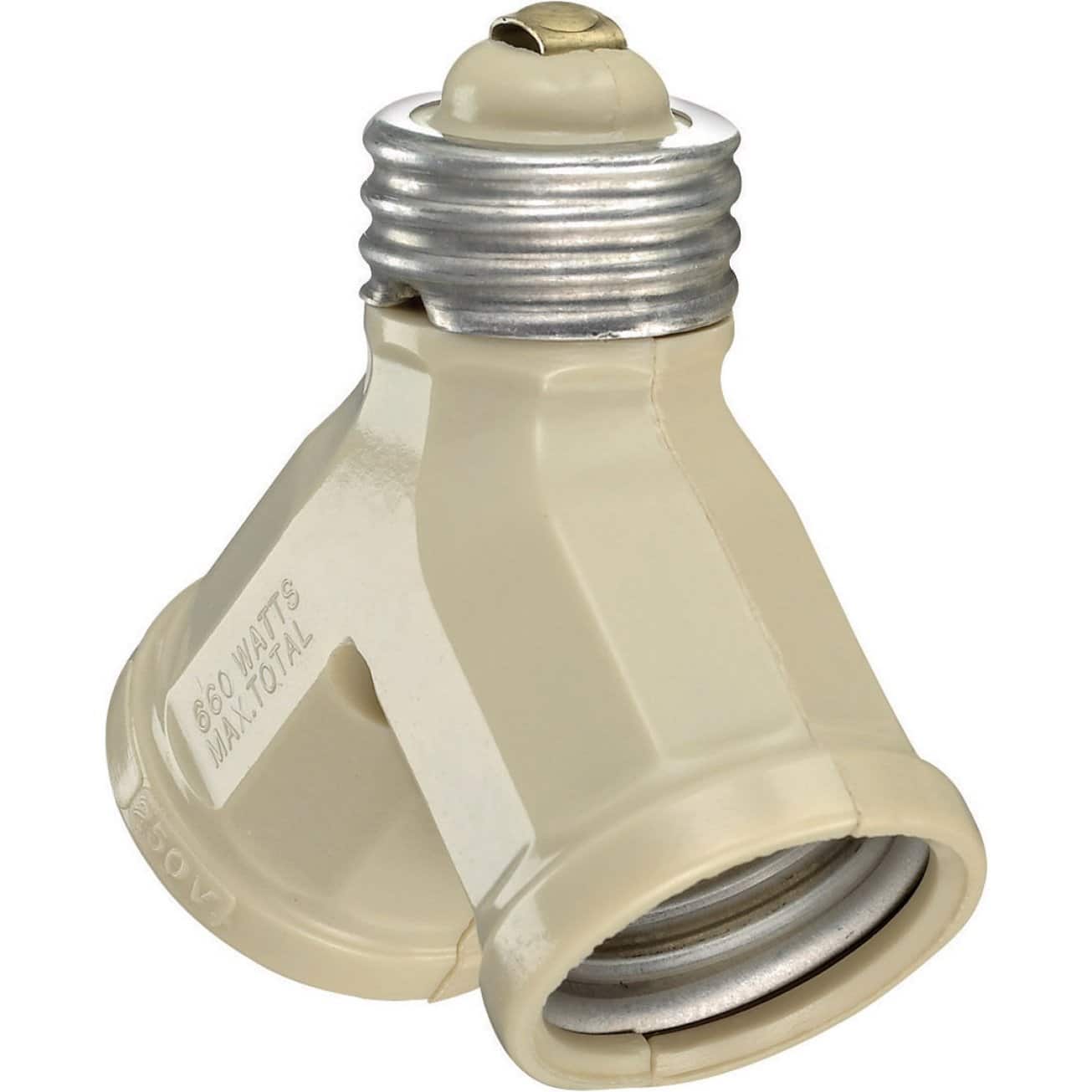 Leviton - 15-Amp 660-Watt Twin Light-Socket Adapter 128-I - Ivory