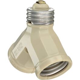 Leviton - 15-Amp 660-Watt Twin Light-Socket Adapter 128-I - Ivory