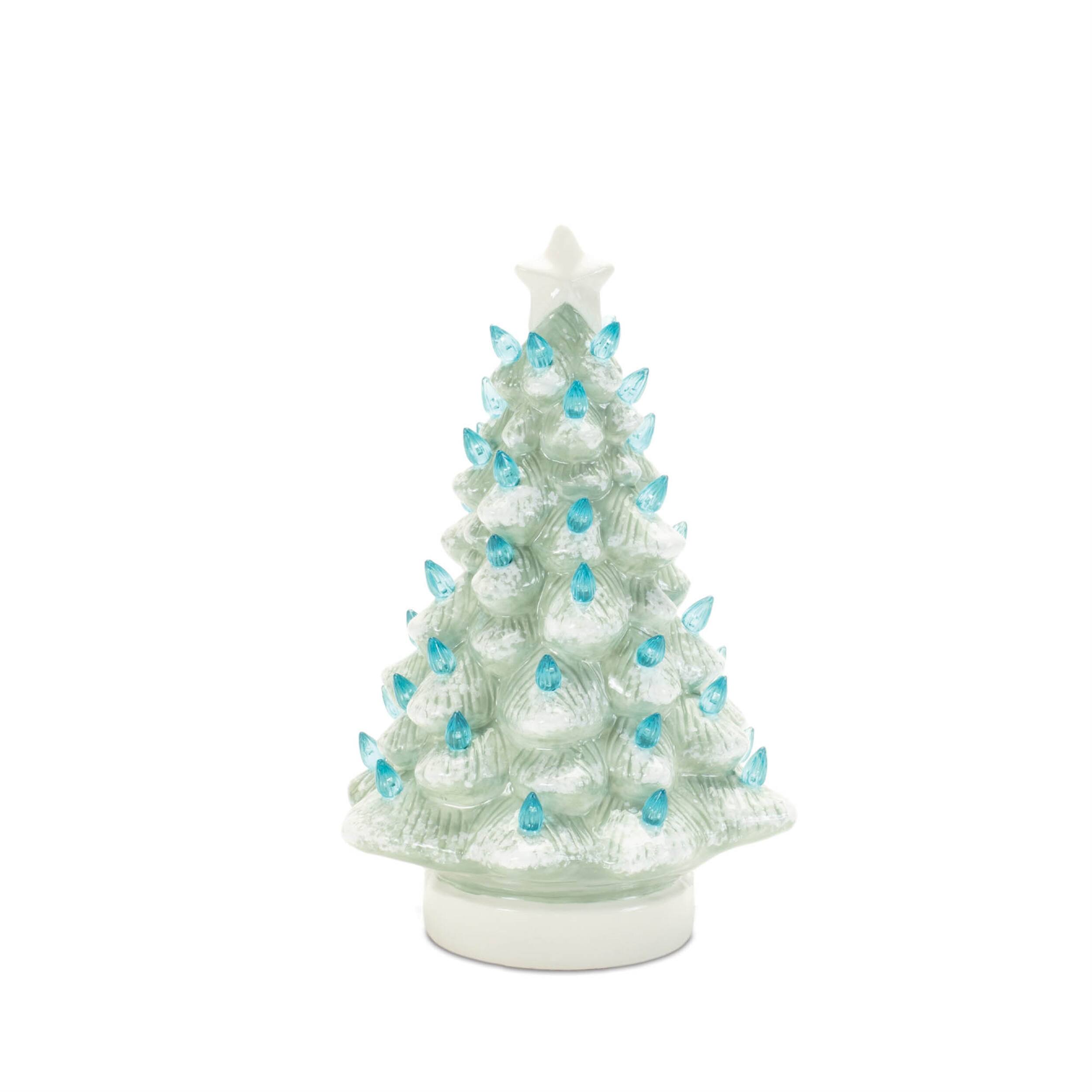 Left. BreeBe - LED Ceramic Christmas Tree (Set of 2) - Blue, White.