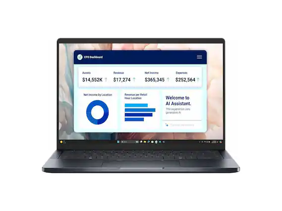 CFO Dashboard
Assets: $14,552K
Revenue: $17,274
Net Income: $365,345
Expenses: $252,564
Net Income by Location
Revenue per Retail Hour Location
Welcome to AI Assistant.
This experience uses generative AI.
Type or ask me something.