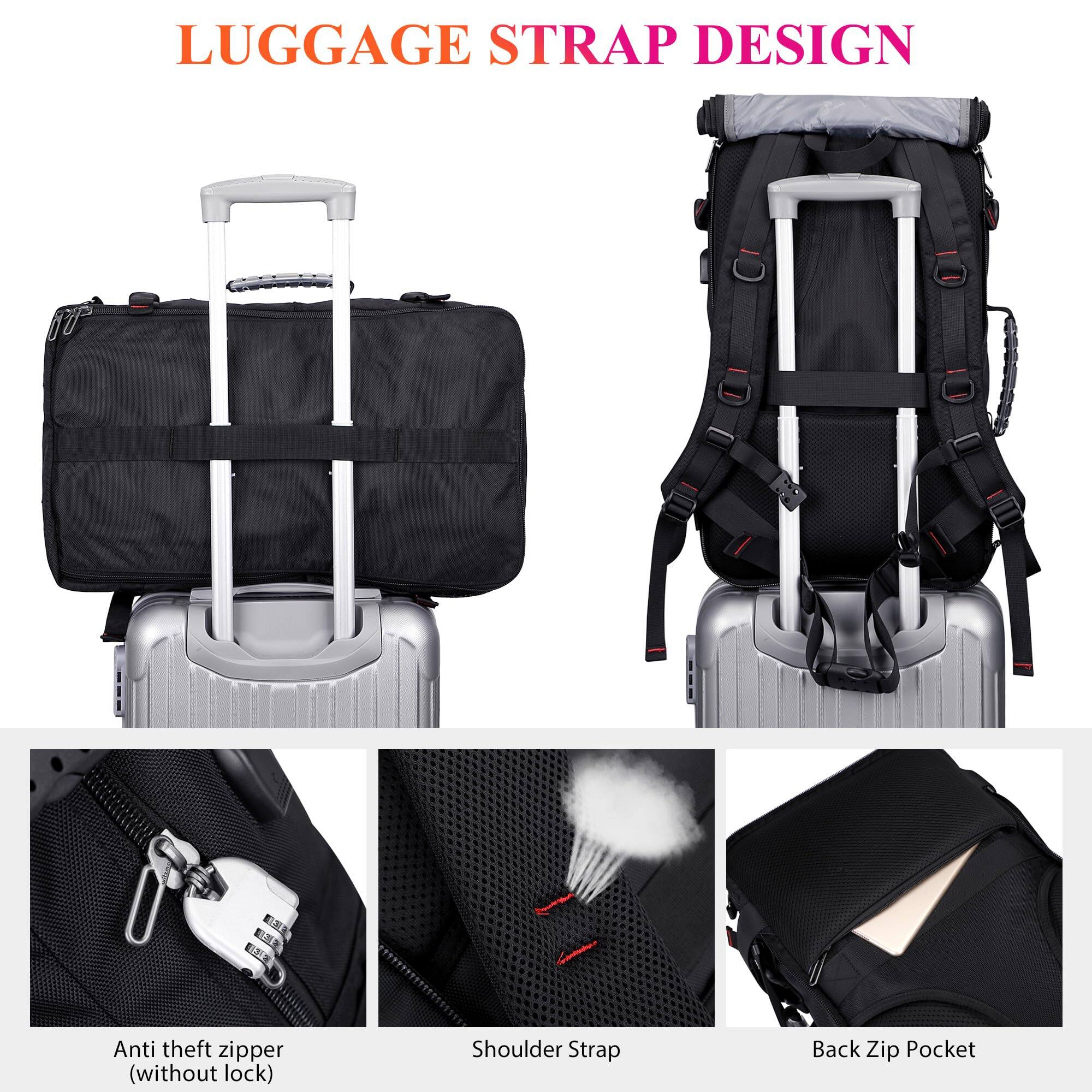 Alt View 3. Live At Space - Carry On Travel Backpack For Men Duffle Bags Fit 17 Inch Laptop Airline Approved Backpack(b685 Black) - Black.