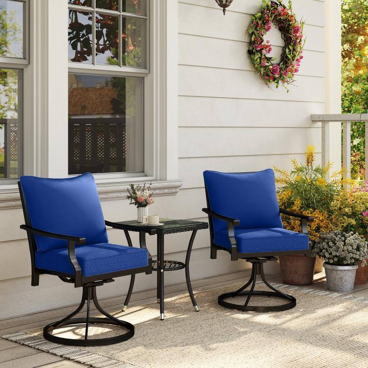 Alt View 7. PULUZ - Patio Chair Cushions Set of 2 with Seat & Backrest, Fade Resistant Seat Replacement Cushion Set - Navy Blue.