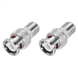 Unique Bargains - 2pcs Coaxial Connector, F Female to BNC Male Adapter Extender 75 Ohm Nickel Plated for CCTV, Gaming Console - Silver
