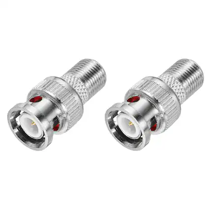 Front. Unique Bargains - 2pcs Coaxial Connector, F Female to BNC Male Adapter Extender 75 Ohm Nickel Plated for CCTV, Gaming Console - Silver.