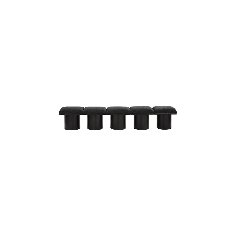 Angle. Meridian Furniture - Pavilion Black Boucle Fabric Bench - Black Boucle Fabric.