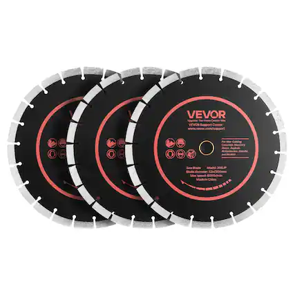 VEVOR
Upgrade The Home Creator Way
VEVOR Support Center
www.vevor.com/support
For Wet-Cutting Concrete, Masonry, Stone, Asphalt, Granite, and Marble
Saw Blade
Model: 306JP
Blade diameter: 12in/306mm
Max speed: 6000r/min
Made in China