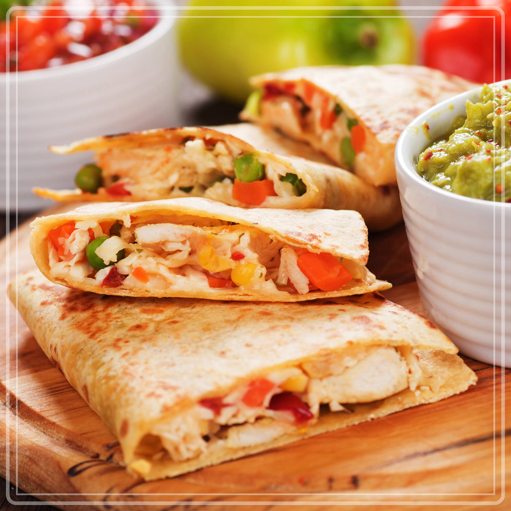 Alt View 2. Taco Tuesday - 6-Wedge Electric Quesadilla Maker with Extra Stuffing Latch - Red.