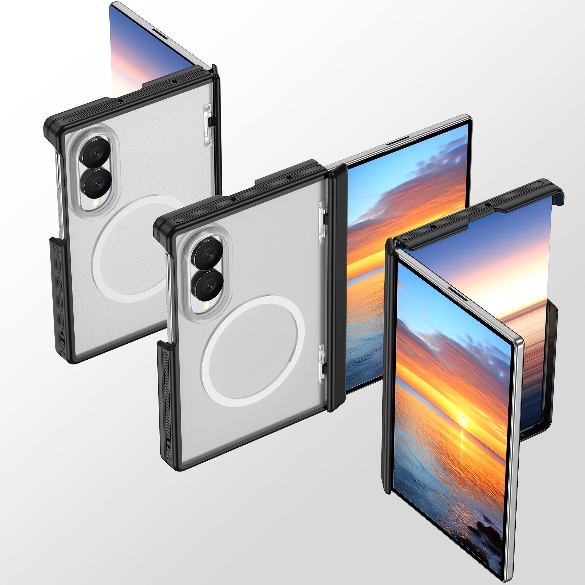 Angle. Dteck - Magnetic Matte Case for Samsung Galaxy Z Fold8 with Hinge Protection,Slim Hard PC Back Cover,No Front Frame Shell - Matteblack.