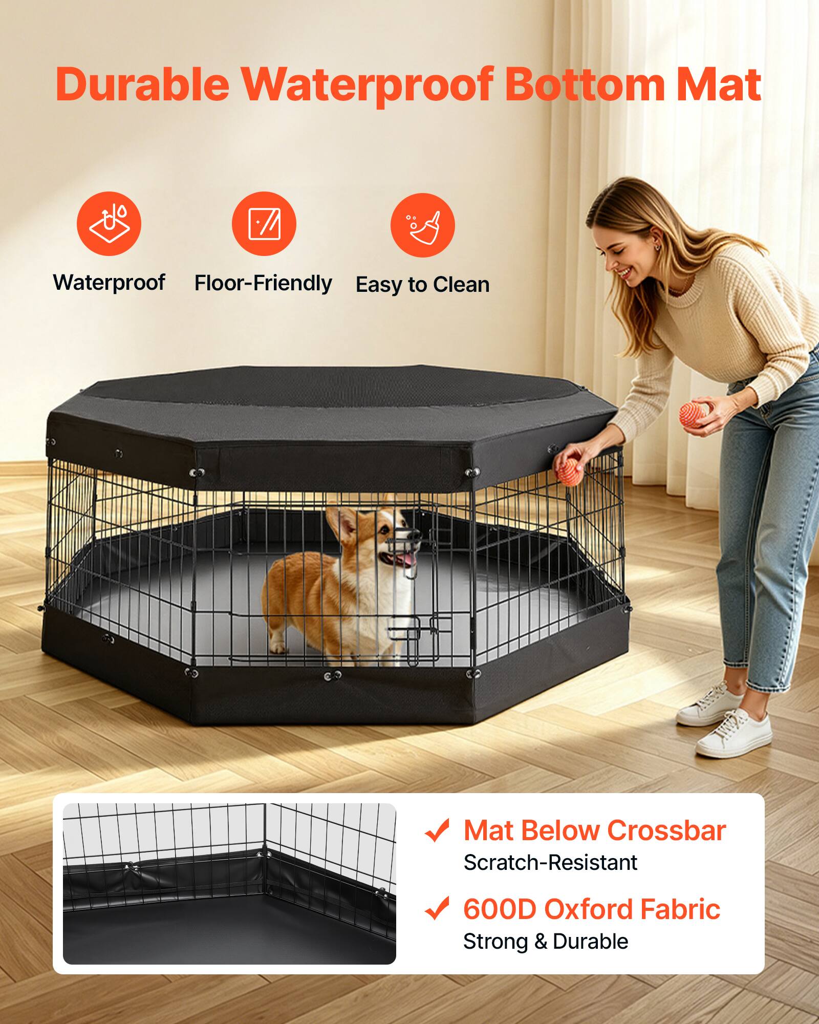 Durable Waterproof Bottom Mat Waterproof Floor-Friendly Easy to Clean Mat Below Crossbar Scratch-Resistant 600D Oxford Fabric Strong & Durable