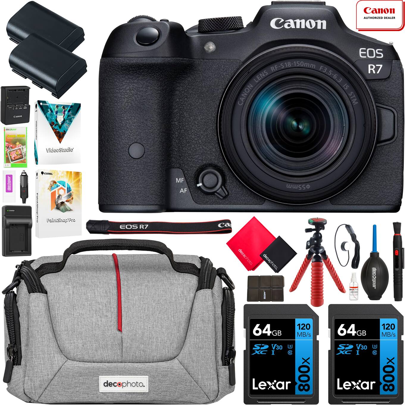Canon - EOS R7 Mirrorless Camera + 18-150mm F3.5-6.3 IS STM Lens Kit + Essential Bundle