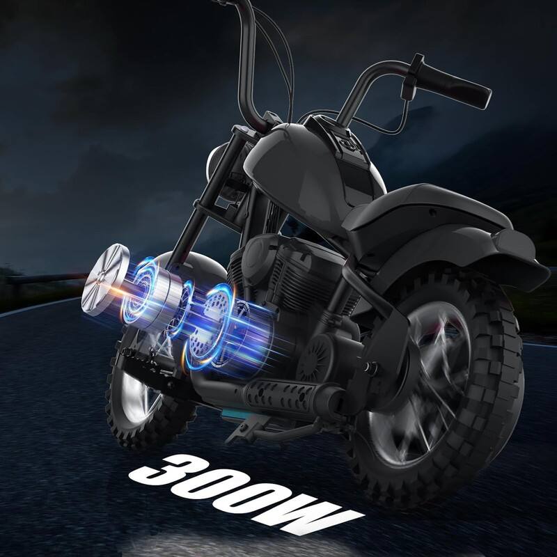 Left. GARVEE - 24V Electric Dirt Bike, 250W Electric Motorcycle with Light, Two Speed Max Up to 14MPH, Motorbike for Kids Teens - Black.