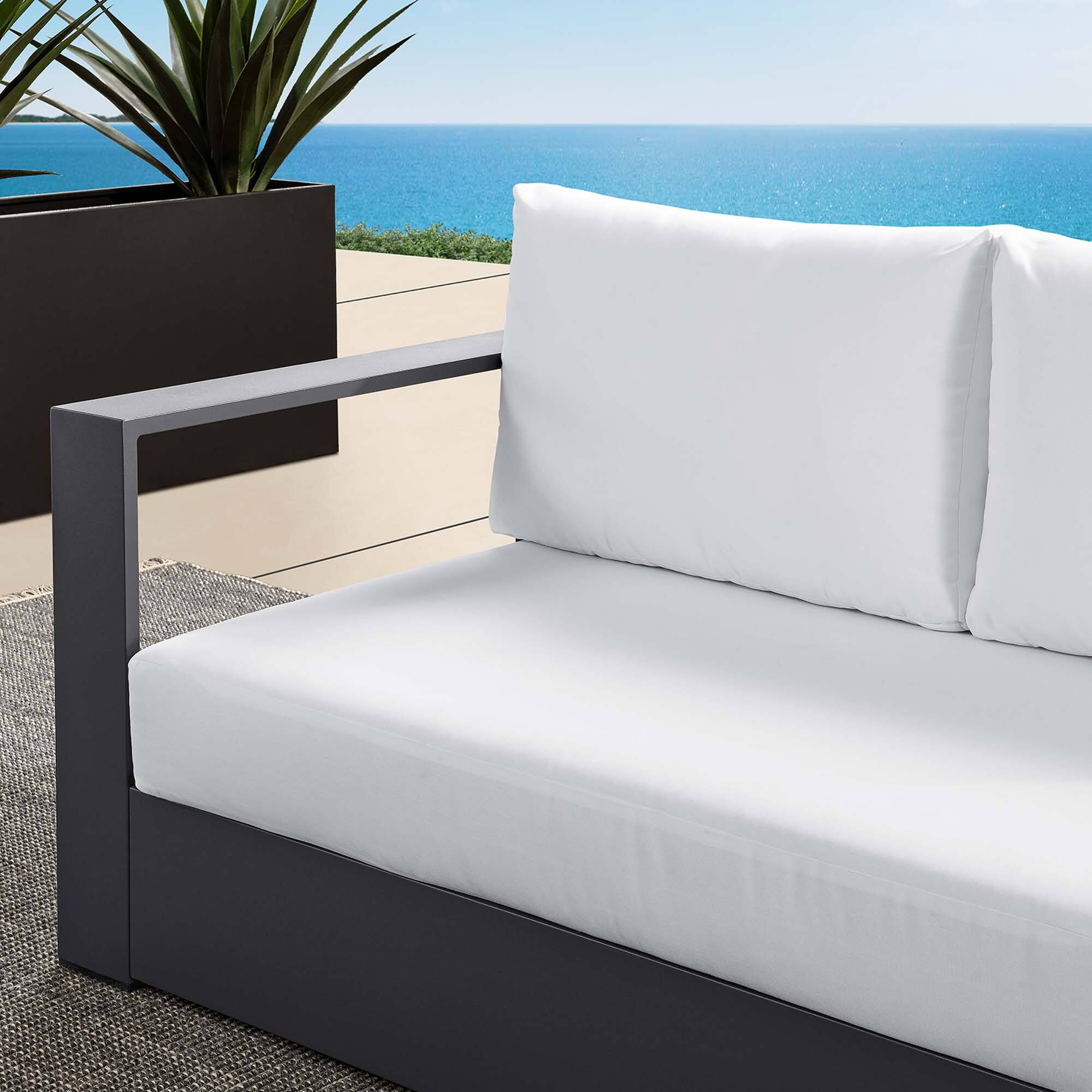 Alt View 1. Modway - Tahoe Outdoor Patio Powder-Coated Aluminum Modular Left-Facing Loveseat by Modway - Gray White.