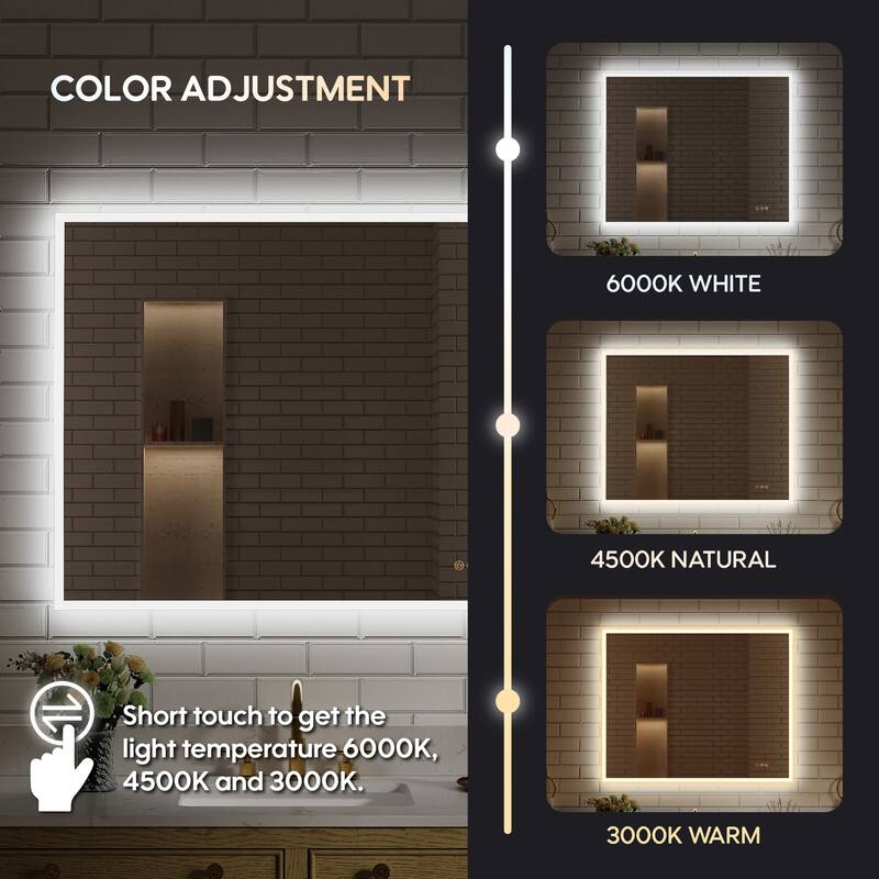 COLOR ADJUSTMENT

6000K WHITE  
4500K NATURAL  
3000K WARM

Short touch to get the light temperature 6000K, 4500K and 3000K.