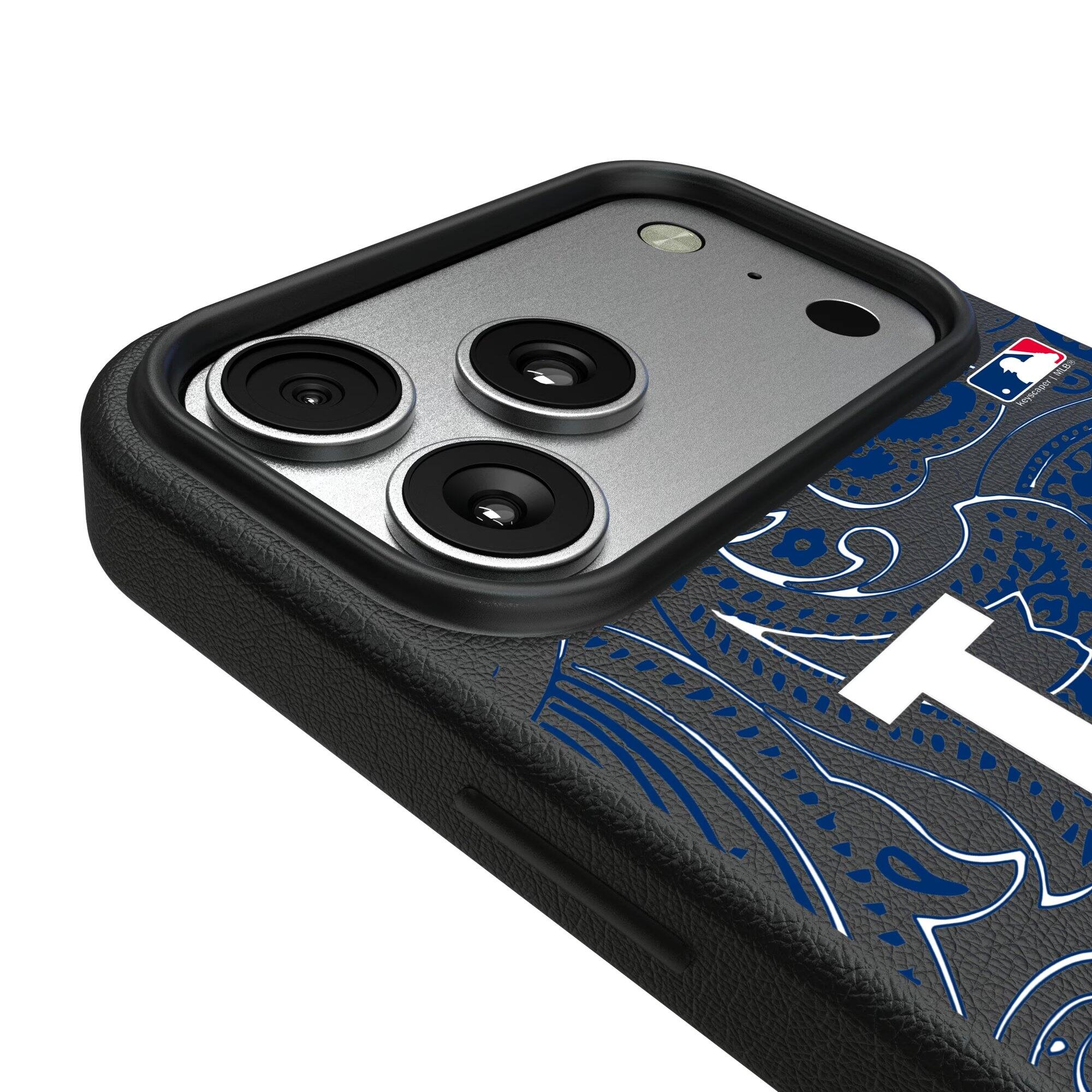 Alt View 2. Keyscaper - Los Angeles Dodgers Paisley iPhone Magnetic Bump Case - 17 Air - Black.