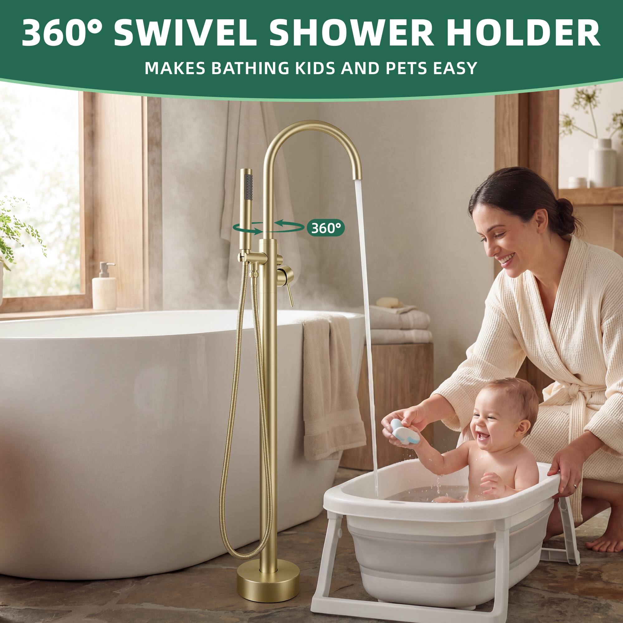 360° SWIVEL SHOWER HOLDER  
MAKES BATHING KIDS AND PETS EASY